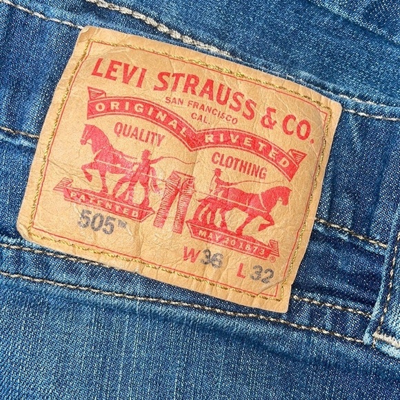Levi’s Regular Fit Denim Jeans Dark Wash 505 Size 36 x 29 - Picture 7 of 16